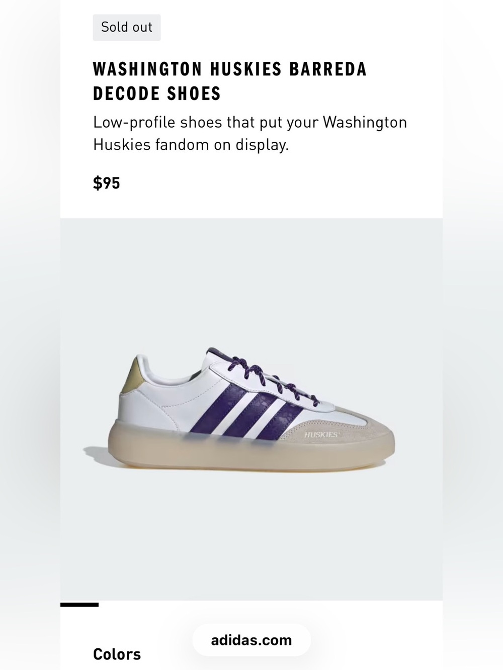Washington Huskies Adidas Barreda Decode Shoes